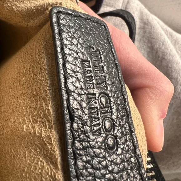 Jimmy Choo Black Leather Clutch with Gold Accents - Picture 6 of 9